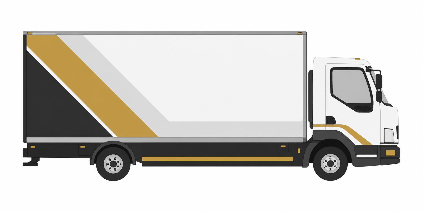 Gold Box Truck on White Background